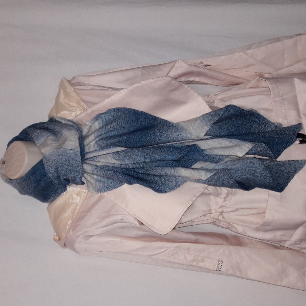 Ann Klein Women Degrade Ruffle Boa Scarf Cadet Blue size 10 X 60 NWT